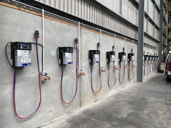 Electric forklift charging points